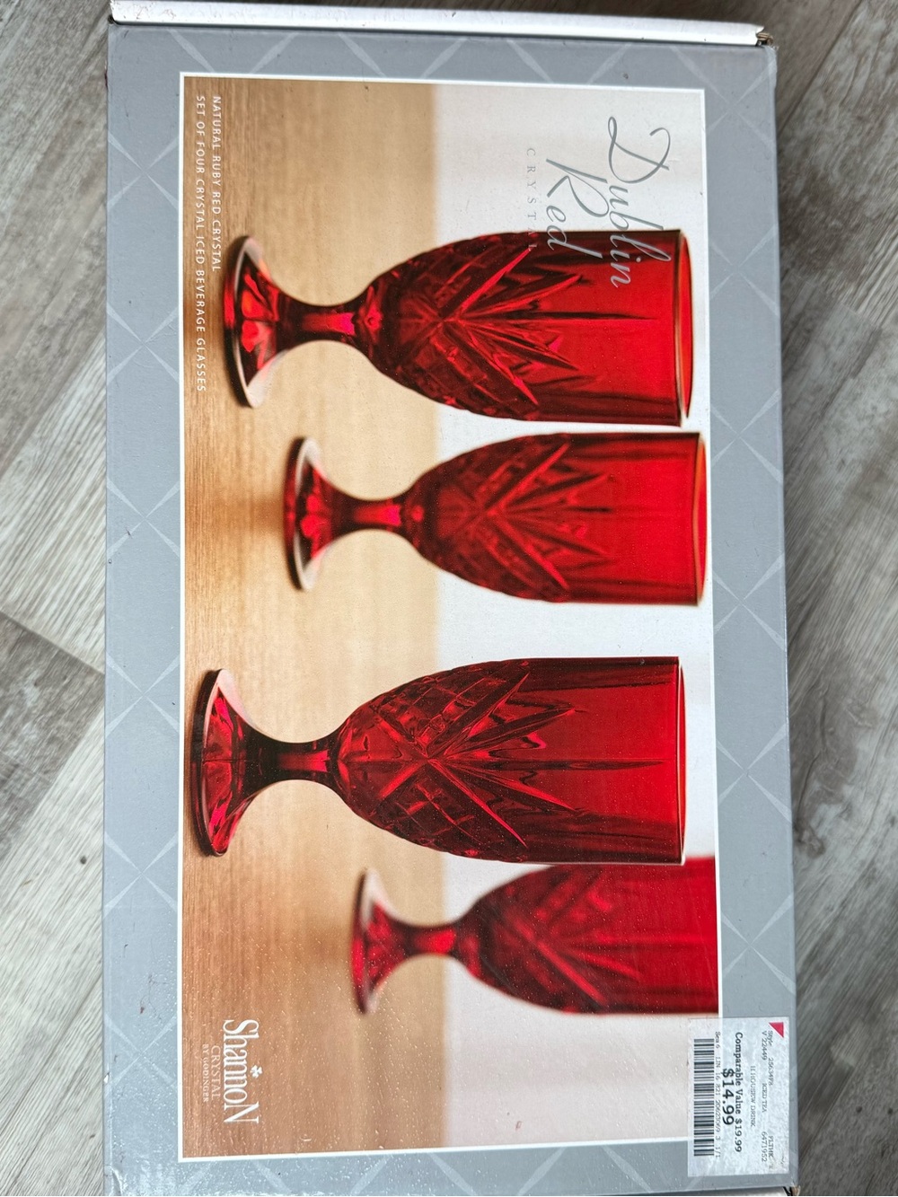 The Dublin Red Crystal Cut 4-Piece Iced Tea Glass Set